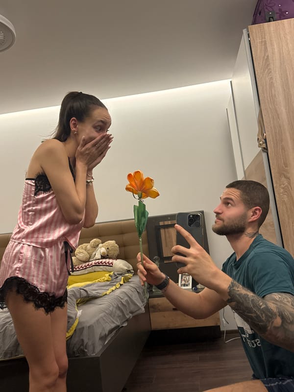 Couple takes multiple selfies during evening at Sofia apartment