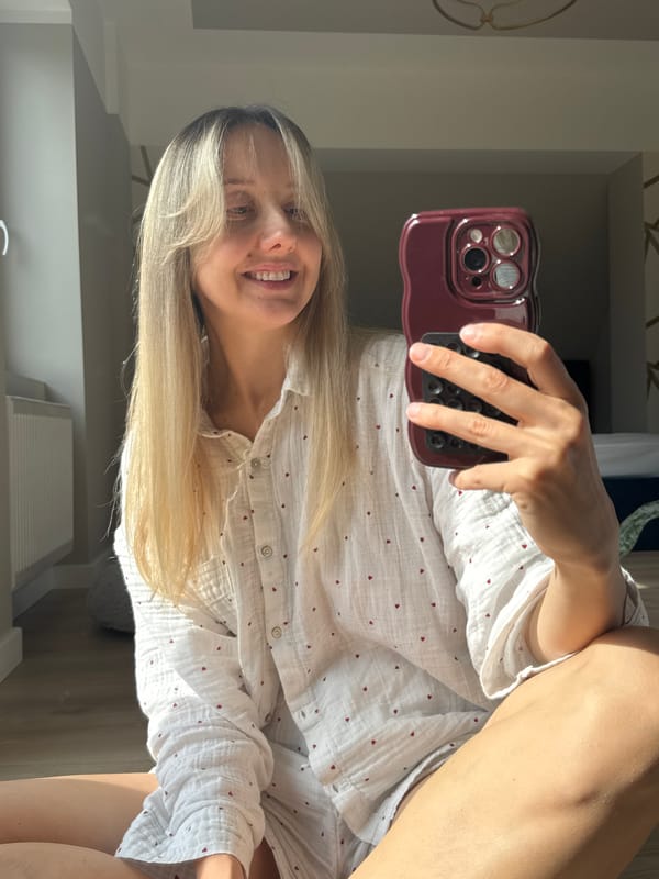 Woman's morning routine documented in Carnikava, Latvia apartment