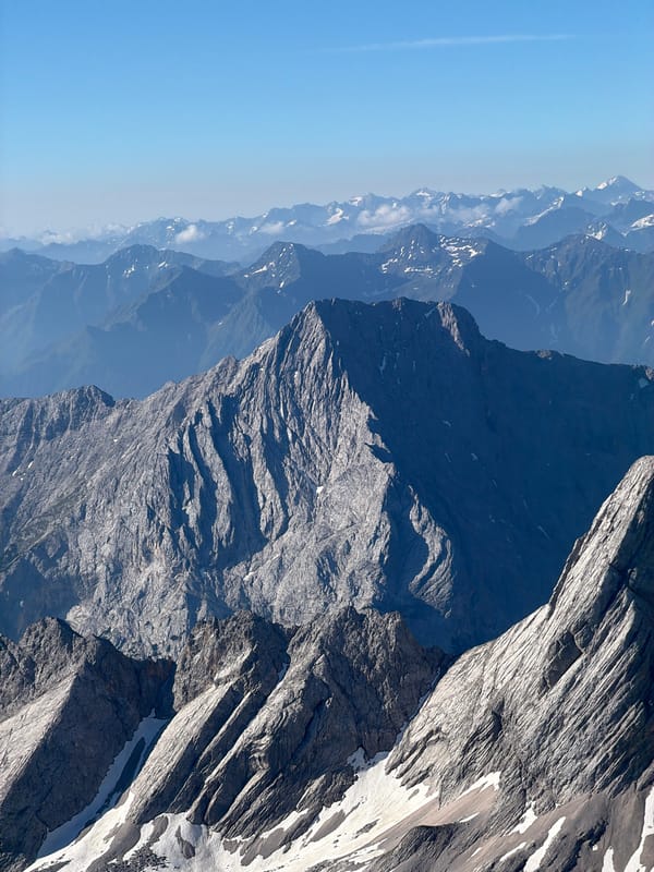Summit views from the Zugspitze on a clear June morning