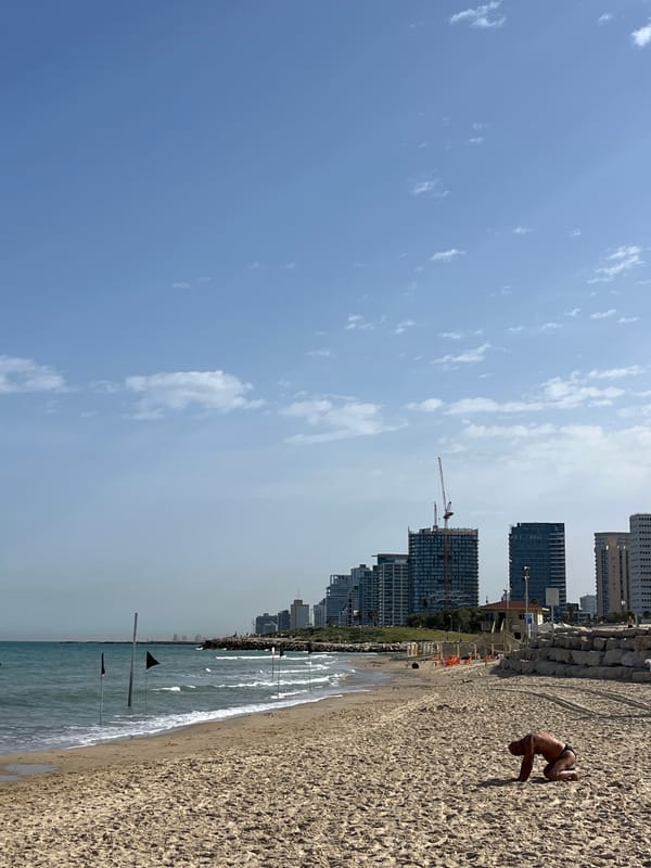 Early morning beach activity captured in Tel Aviv