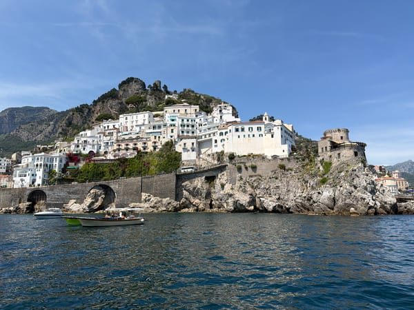 Coastal documentation of Pogerola, Italy shows architecture and maritime activity