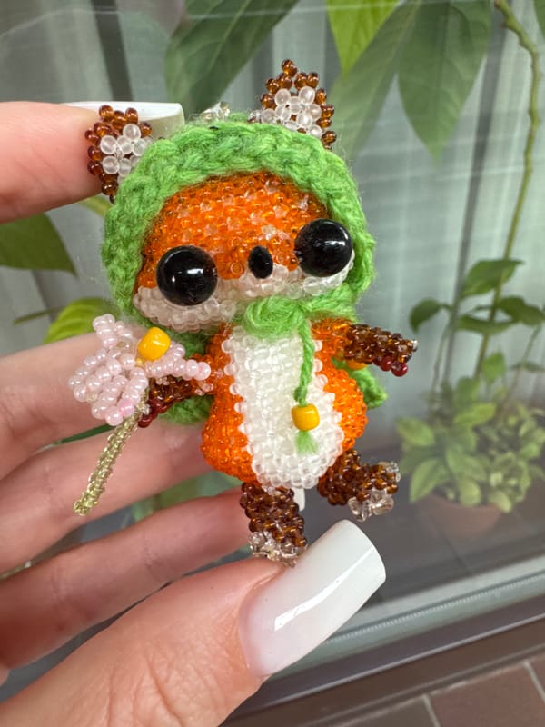 Handmade beaded figurines and crafts from a Yalta apartment
