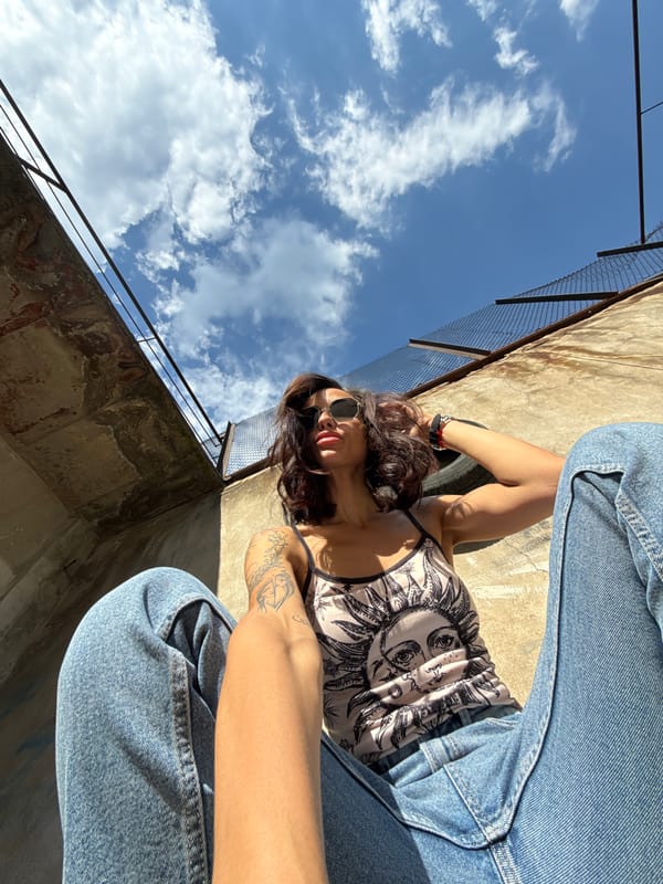 Woman enjoys sunny afternoon outdoors in Pleven courtyard