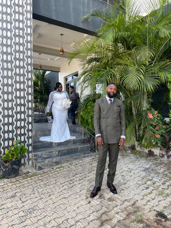 Wedding photoshoot captured at modern building in Jos, Nigeria