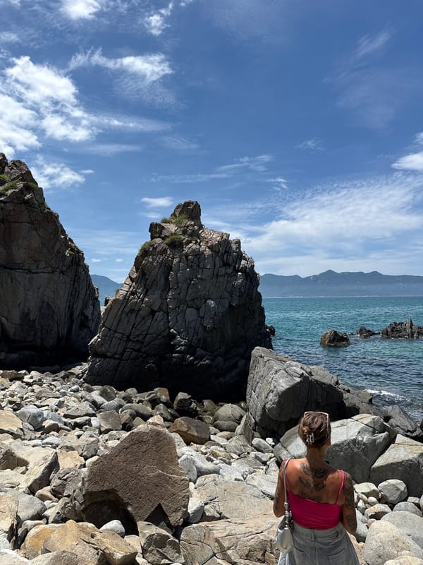 Rocky coastal scenery along Vietnam's Nha Trang shoreline