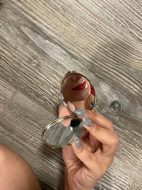 Beauty routine captured in Markovo amid construction materials