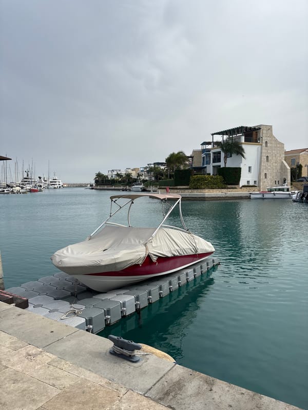 Marina activity documented in Limassol, Cyprus under overcast skies