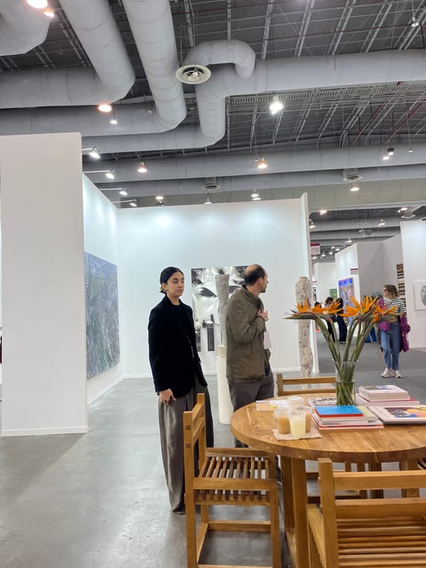 Contemporary art exhibition draws visitors in Mexico City evening