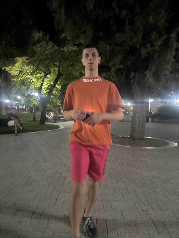 Summer night vibes along Stara Zagora's lit park walkway