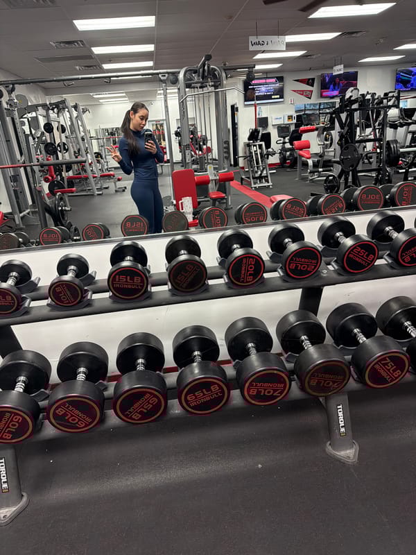 Las Vegas gym dumbbell rack documented during afternoon workout