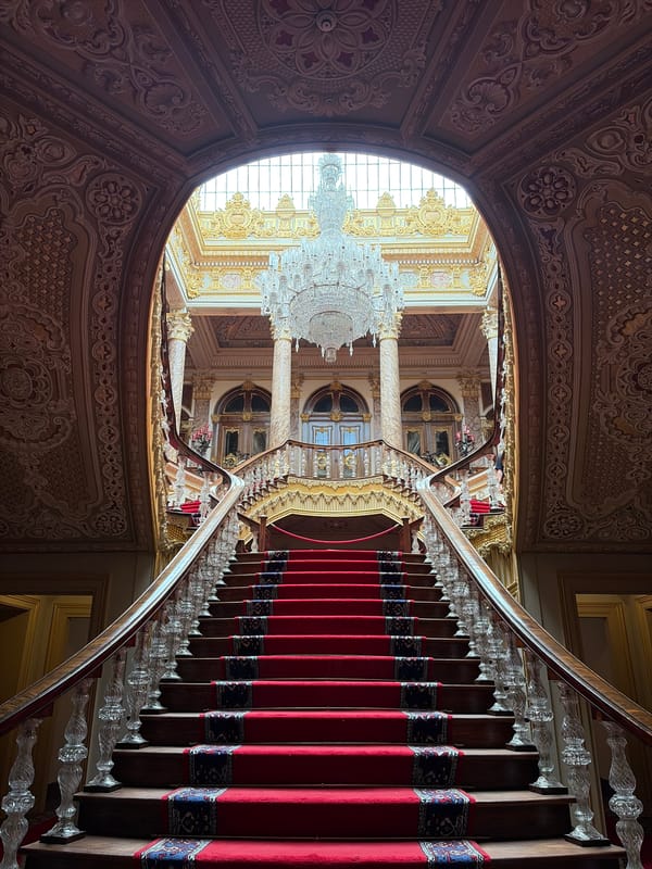 Tourist Documents Dolmabahçe Palace Interior During Morning Visit