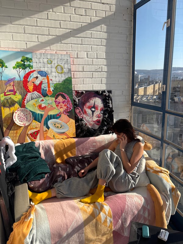 Morning moments in Krasnoyarsk apartment overlook city landmarks