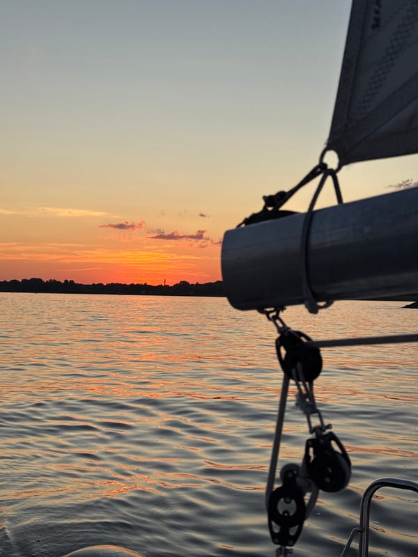 Sailboat evening on the water near Nizhny Novgorod