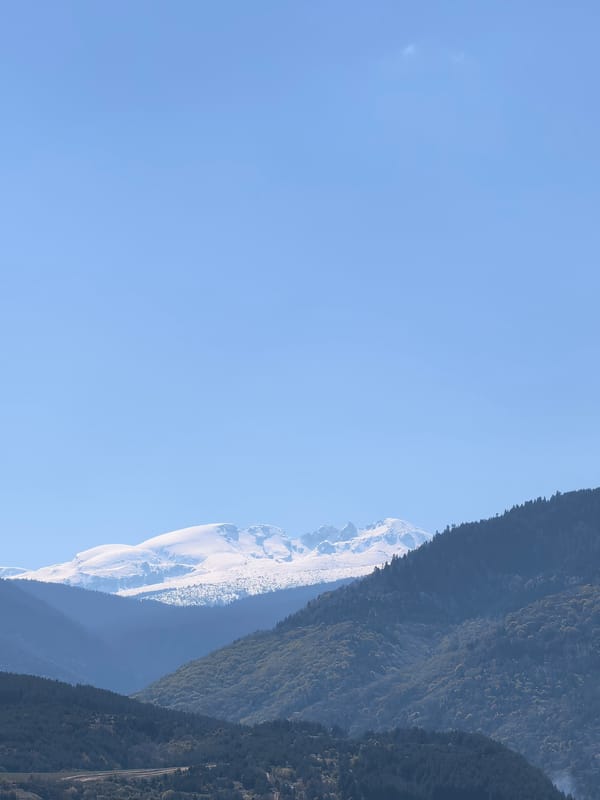 Clear mountain vista observed from Sapareva Banya, Bulgaria