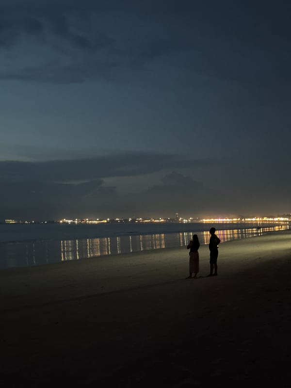 Evening falls across Kuta Selatan resort areas