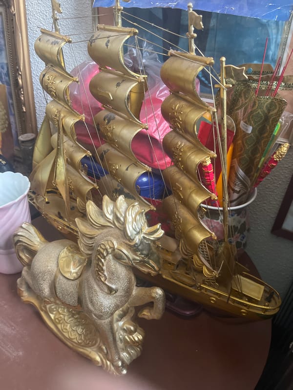 Home shrine artifacts documented in Ratsada, Thailand dawn hours