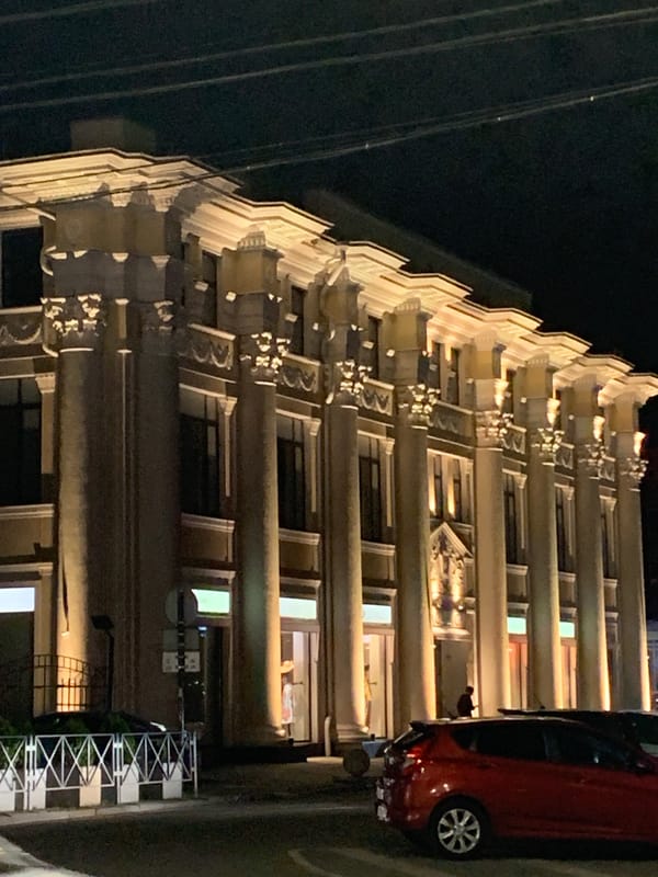 Lit-up city streets on a warm Russian summer night