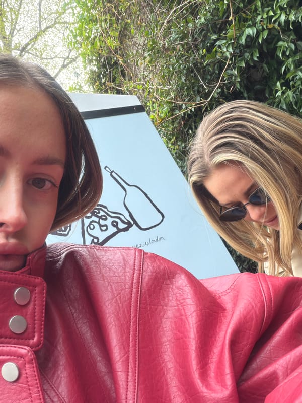 Two women photographed near London restaurant and photo booth