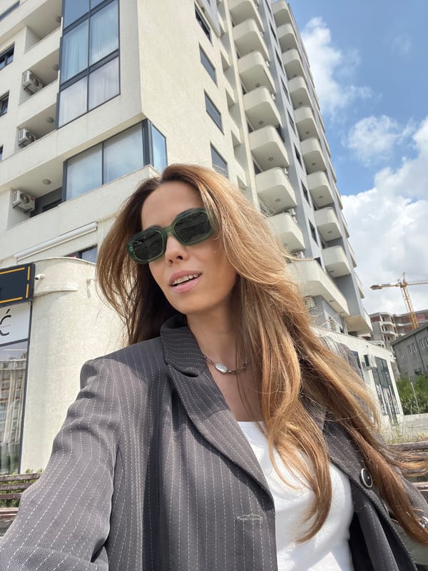 Woman takes selfie in urban Bar, Montenegro
