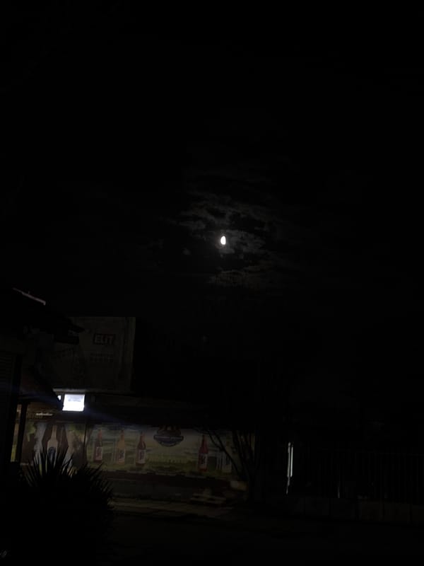 Full moon photographed over Varna building with bottle mural