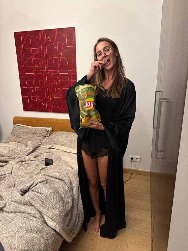 Woman spends quiet evening with Pomeranian in Warsaw apartment