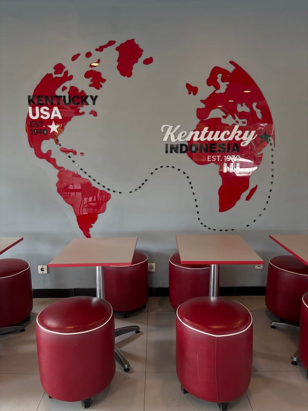 Inside a busy KFC in Denpasar during morning service