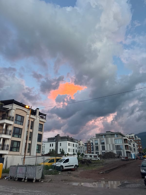 Evening storm clouds and daily life observed in Sofia