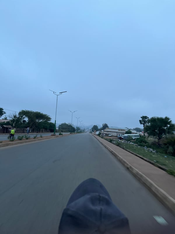 Early morning street scene documented in Bukuru, Nigeria