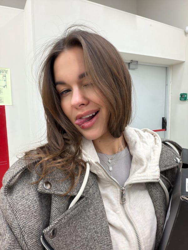 Woman takes playful selfie in Krasnoyarsk, Russia