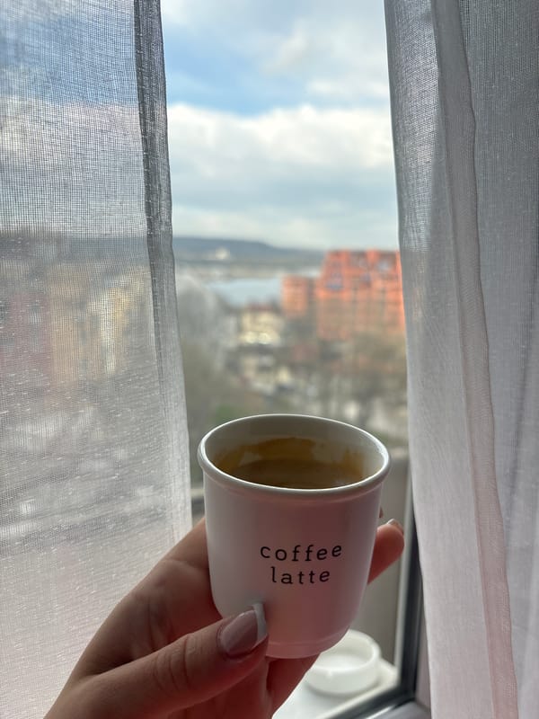 Morning coffee moment captured by window in Varna