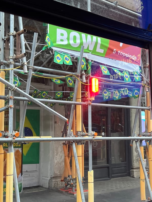 Brazilian flags spotted on construction scaffolding in London