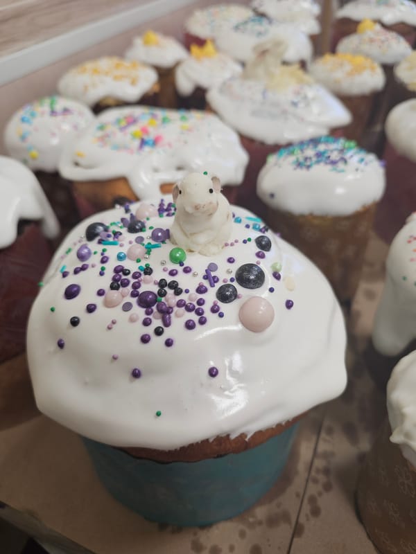 Traditional Easter cakes displayed at Moscow bakery