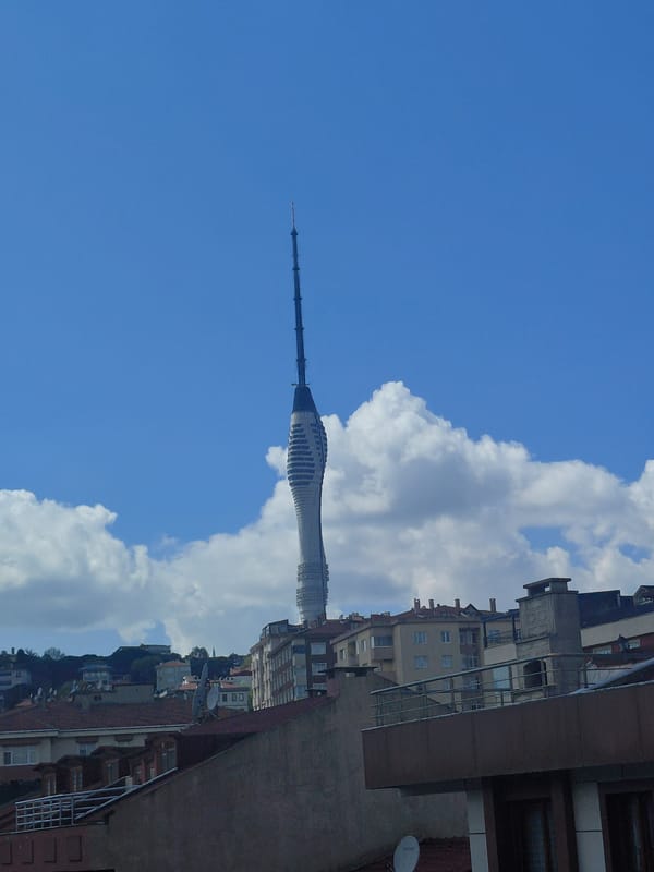 Istanbul TV Tower viewed from Üsküdar neighborhood on sunny day