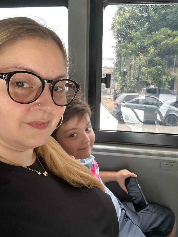 Selfie and street view from a Tashkent bus ride