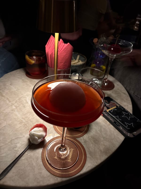 Late-night cocktail service documented at Mexico City bar