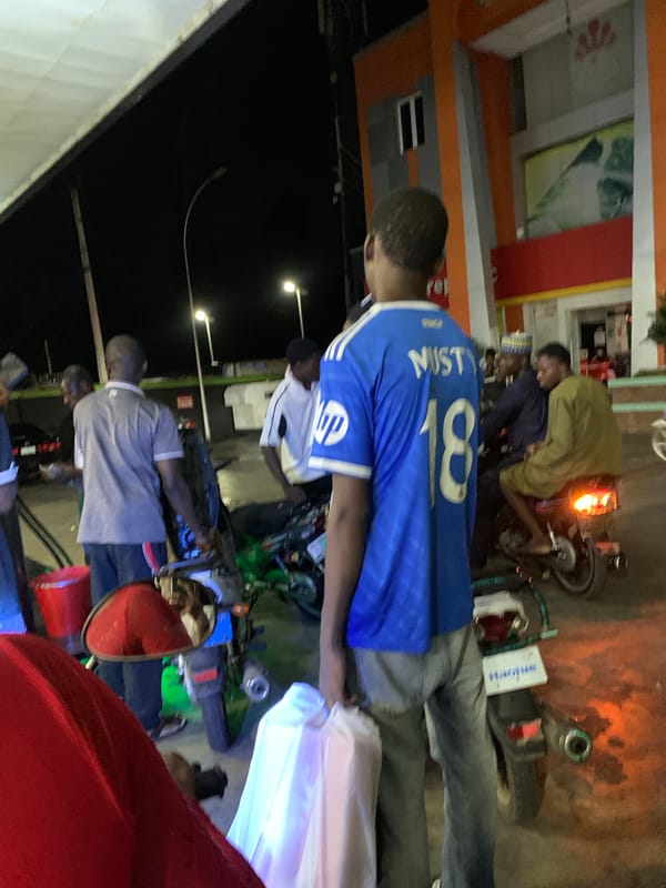 Evening fuel station activity observed in Lokoja, Nigeria