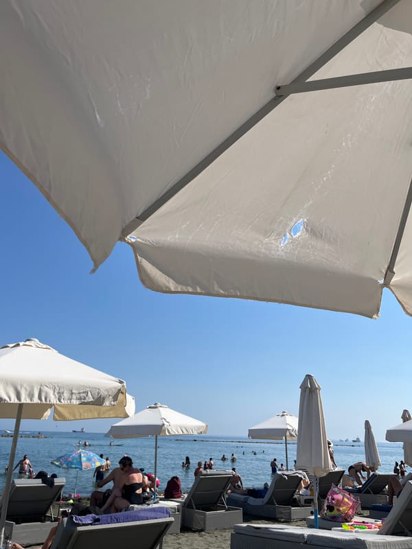 Busy beach day on the Limassol strip, Cyprus