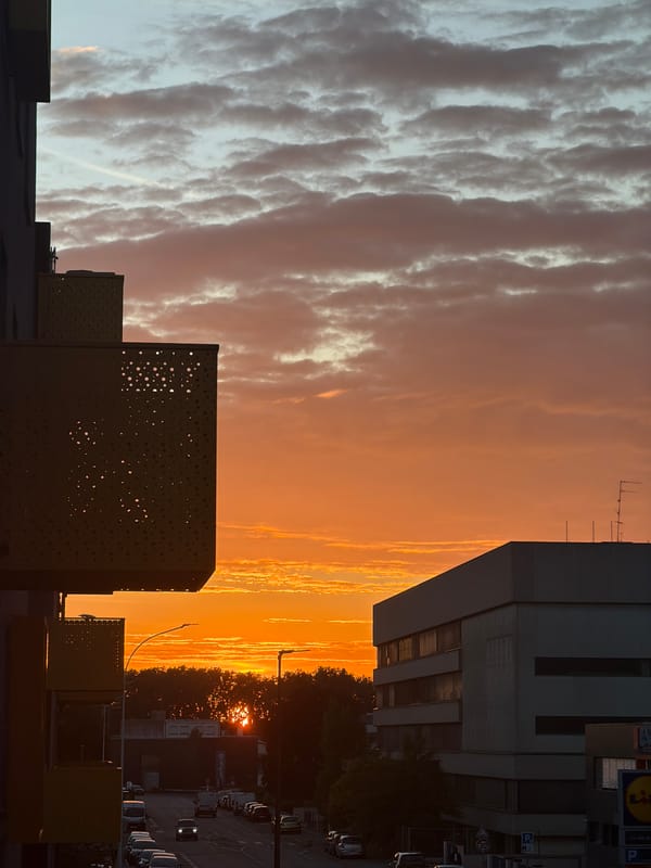 Strasbourg sunset caught between sky and street