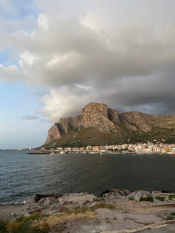 Evening coastal sunset captured in Palermo, Italy