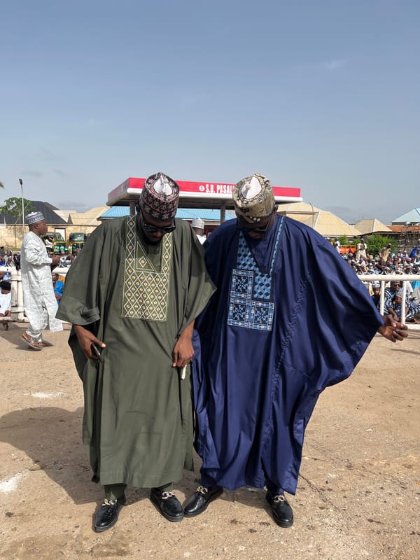 Traditional gathering near gas station in Jos, Nigeria
