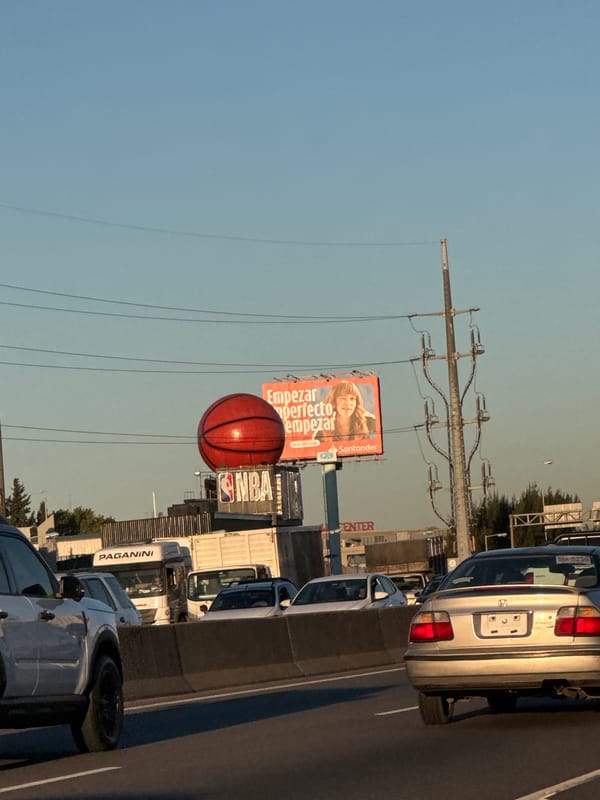 NBA inflatable basketball display spotted roadside in Martínez, Argentina