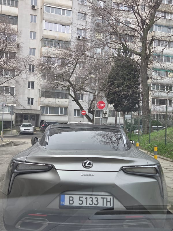 Silver Lexus LC 500 parked on Varna street
