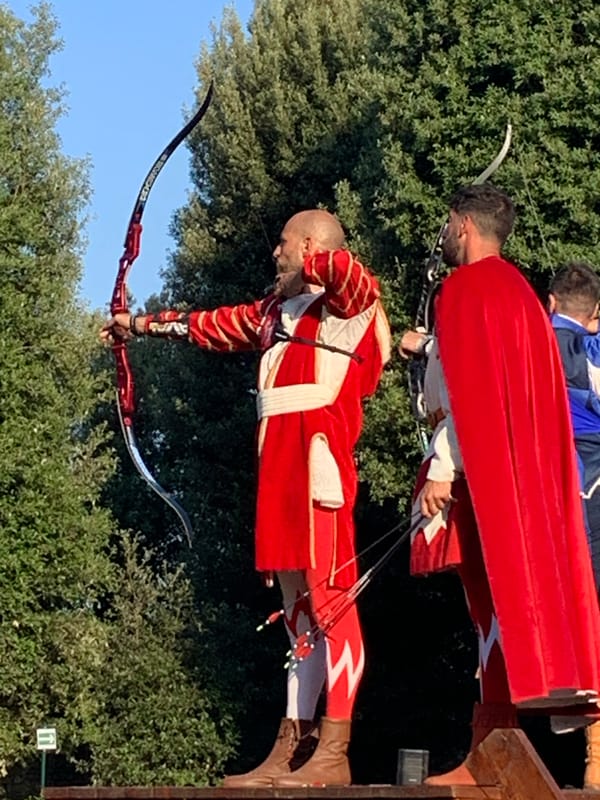 Historical reenactment in full costume, San Quirico d'Orcia