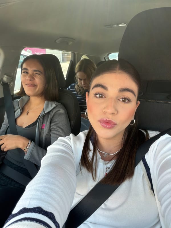 Three women take selfies in car in Puebla