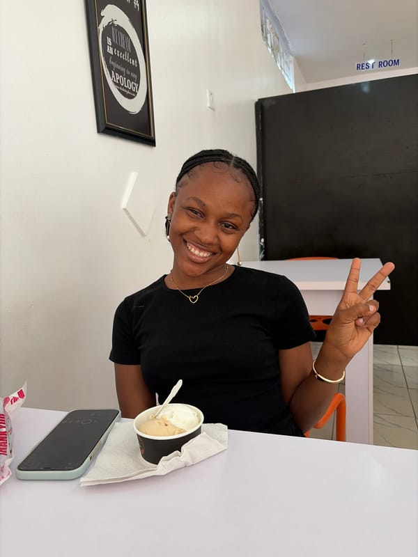 Woman enjoys cafe visit in Bar Jirgi Summa, Nigeria