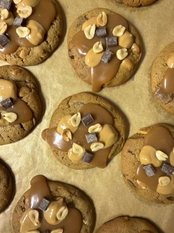 Chocolate chip cookies documented on baking paper in Meisenheim