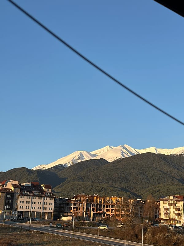 Clear morning mountain views photographed in Bansko, Bulgaria