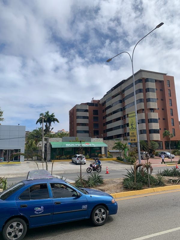 Ordinary street scene documented in Pampatar, Venezuela