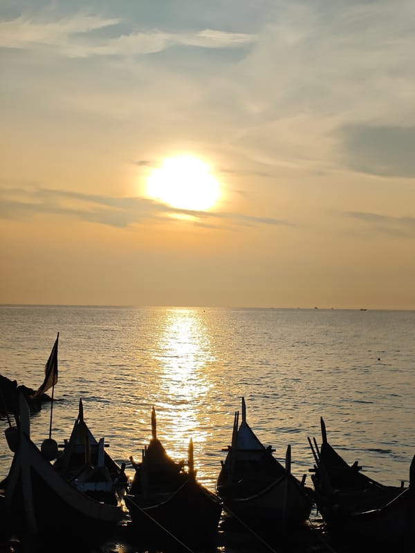 Coastal sunset observed in Lhokseumawe, Indonesia