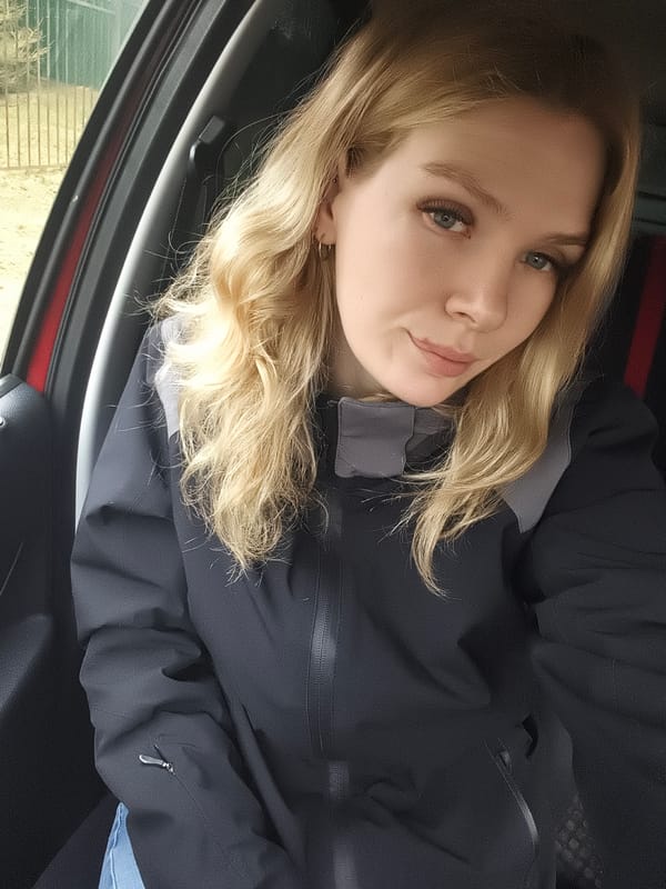 Woman Takes Car Selfie in Early Morning Izhevsk